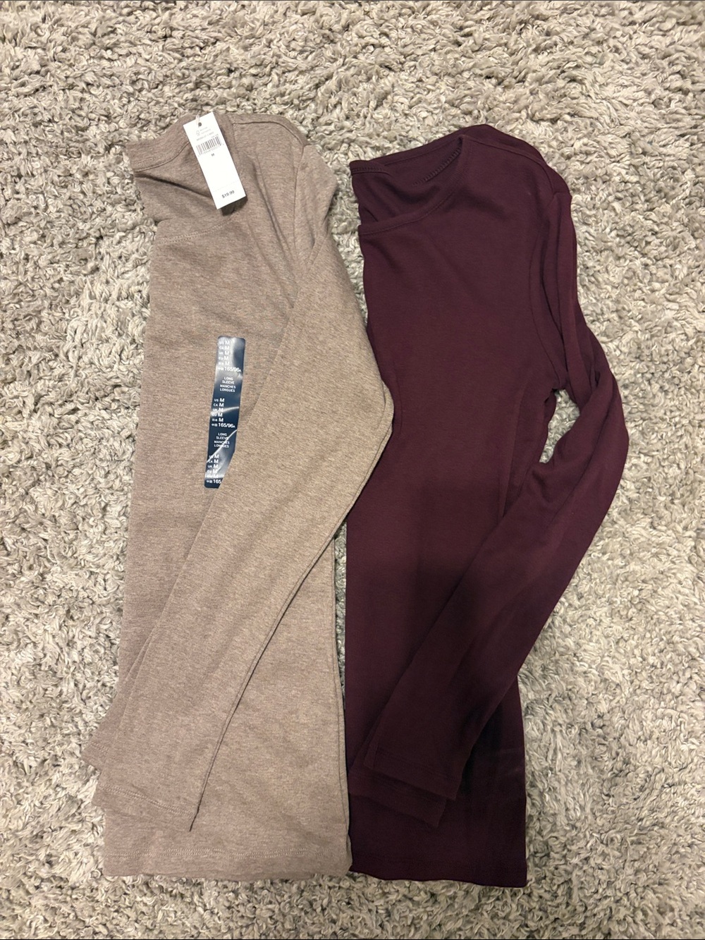 GAP Long Sleeve Tee in Taupe and Wine